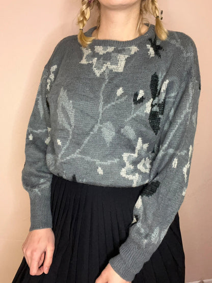 Pull vintage à fleurs