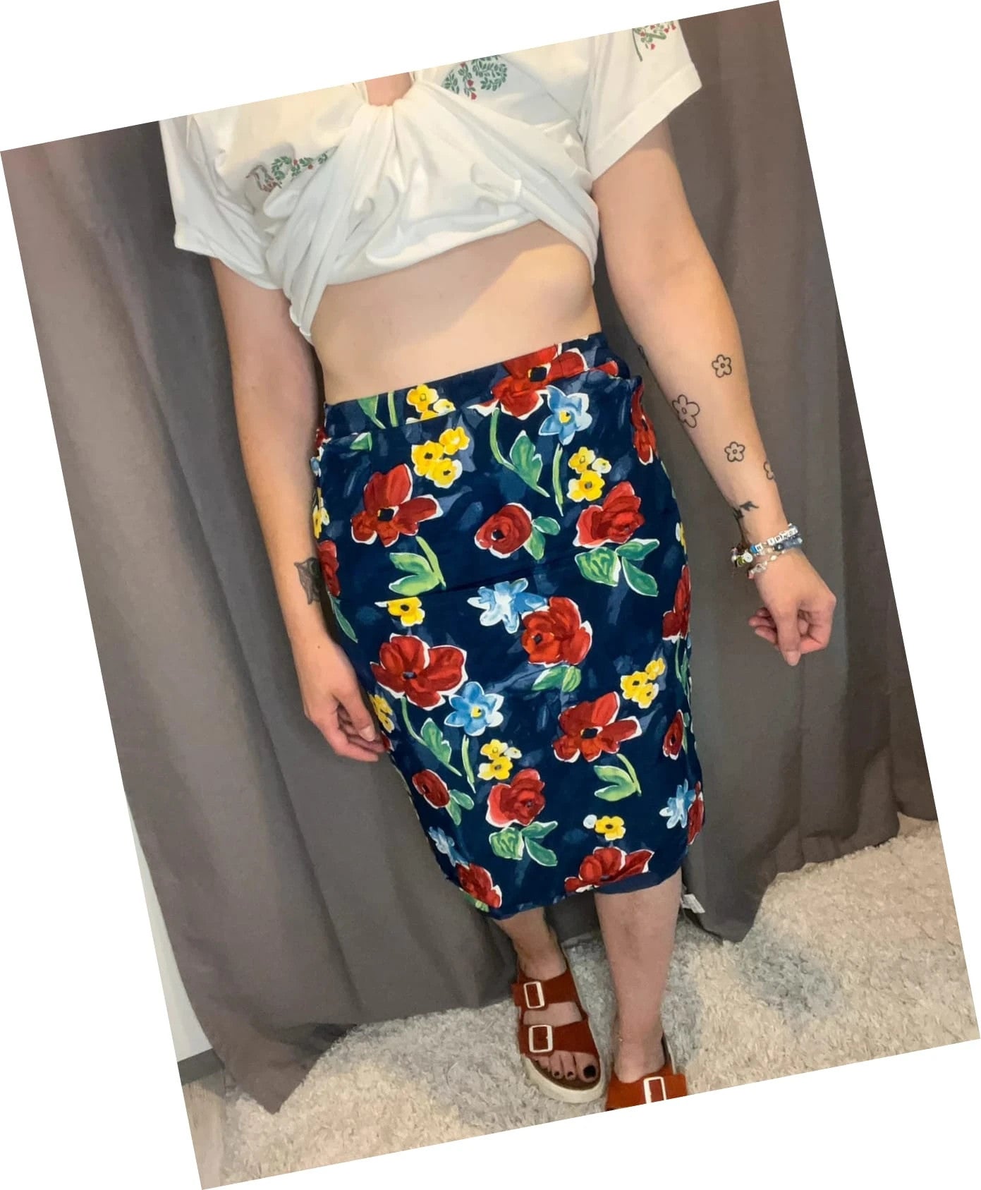 Jupe crayon à fleurs vintage